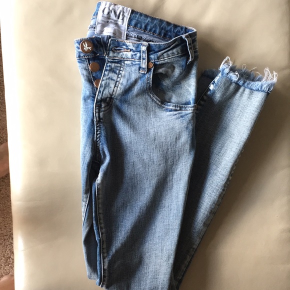 ONE TEASPOON DENIM “YARD BIRDS” SKINNY JEANS HIDDEN BUTTON FLY RAW HEM - Picture 14 of 15